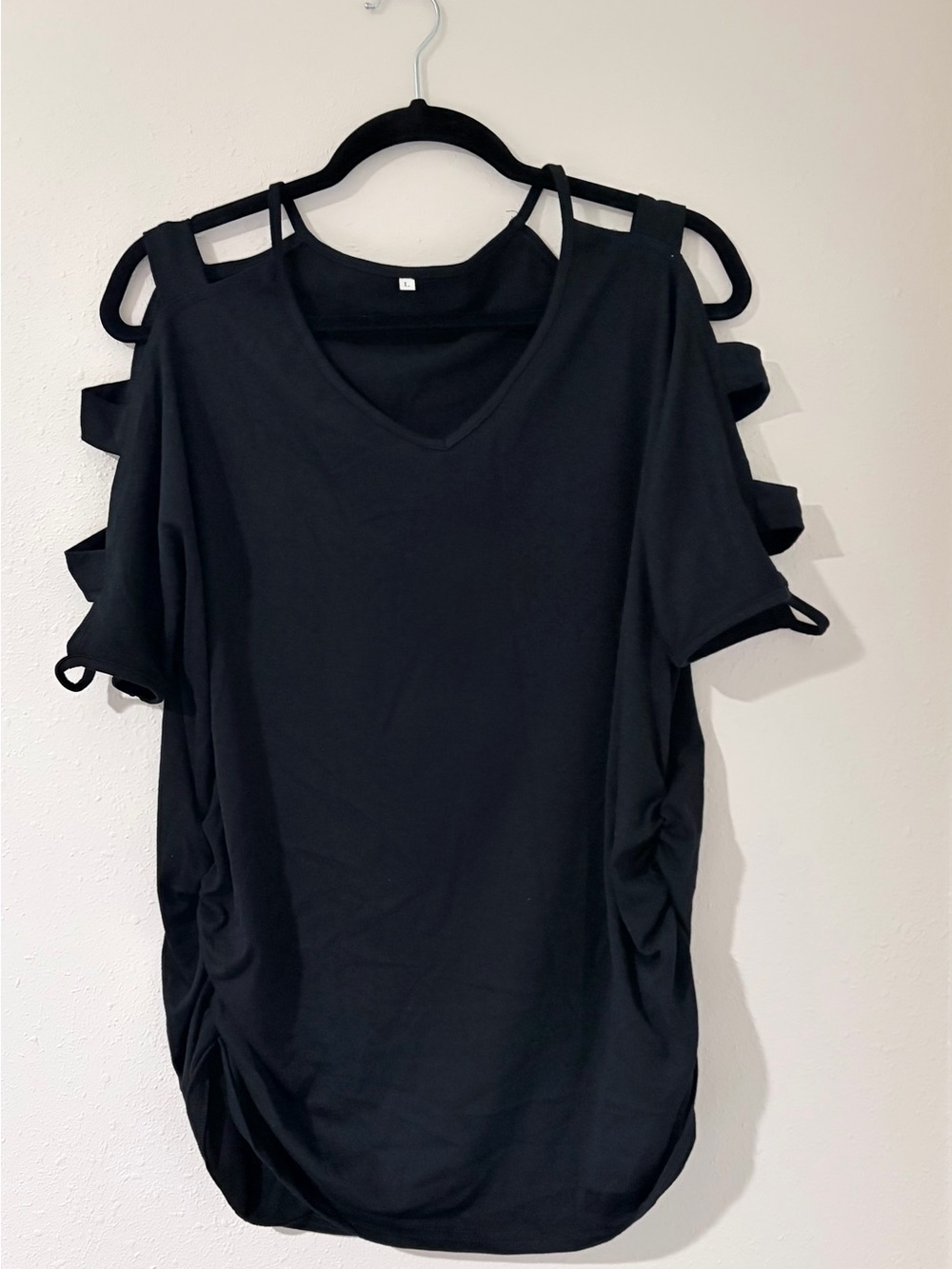 Black Women's Top with Cut-Out Sleeves